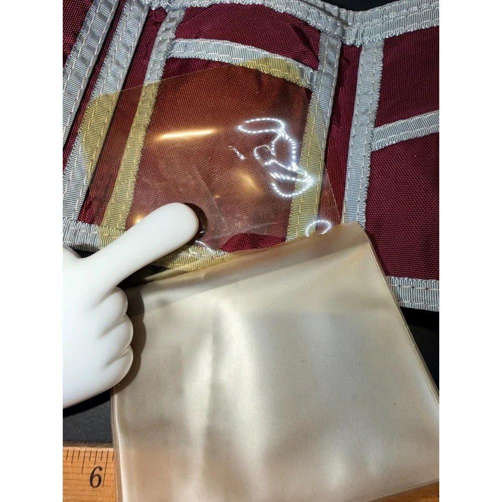 Vintage Swank Burgundy Nylon Trifold Wallet Embroidered Mallard Duck